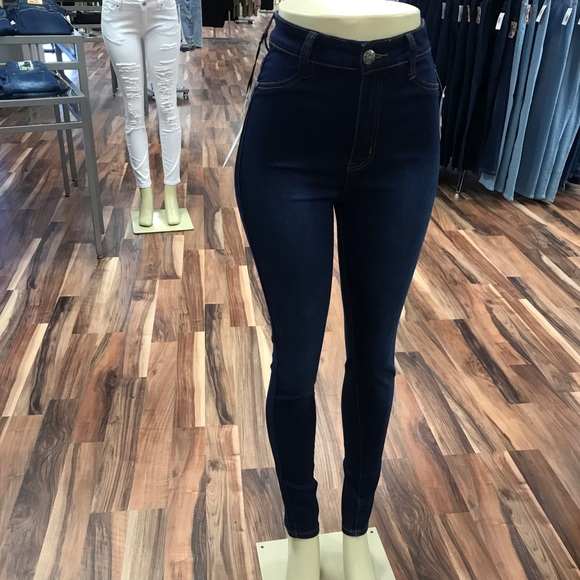 โผ๏ธ Dark Highwaist Stretch Denim Jean High Rise - Picture 7 of 8